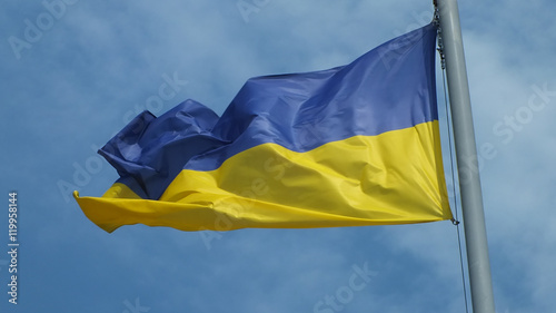 Ukrainian flag on wind