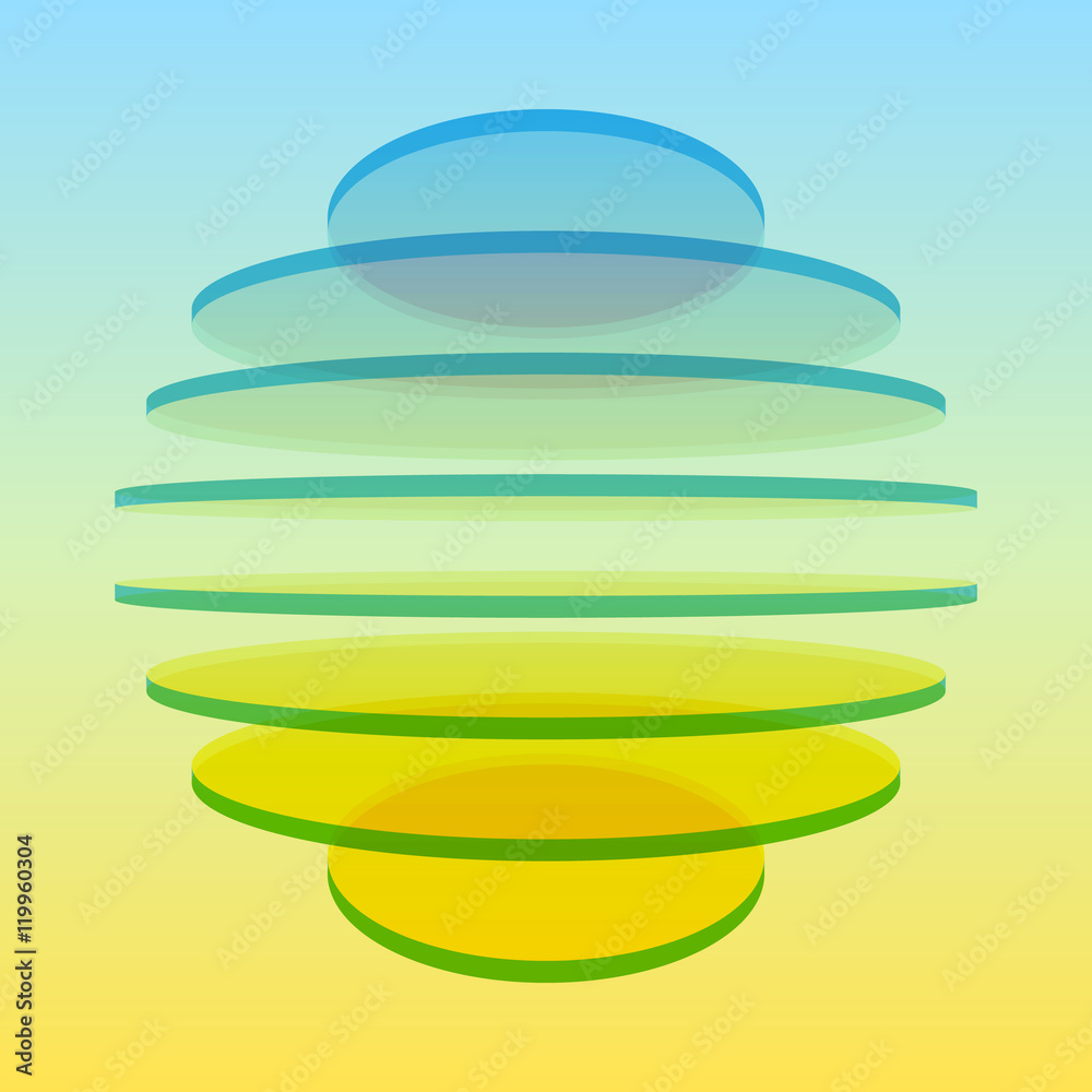 Colorful 3d ball made by transparent overlapped layers. Geometri Colorful 3d ball made by transparent overlapped layers. Geometri