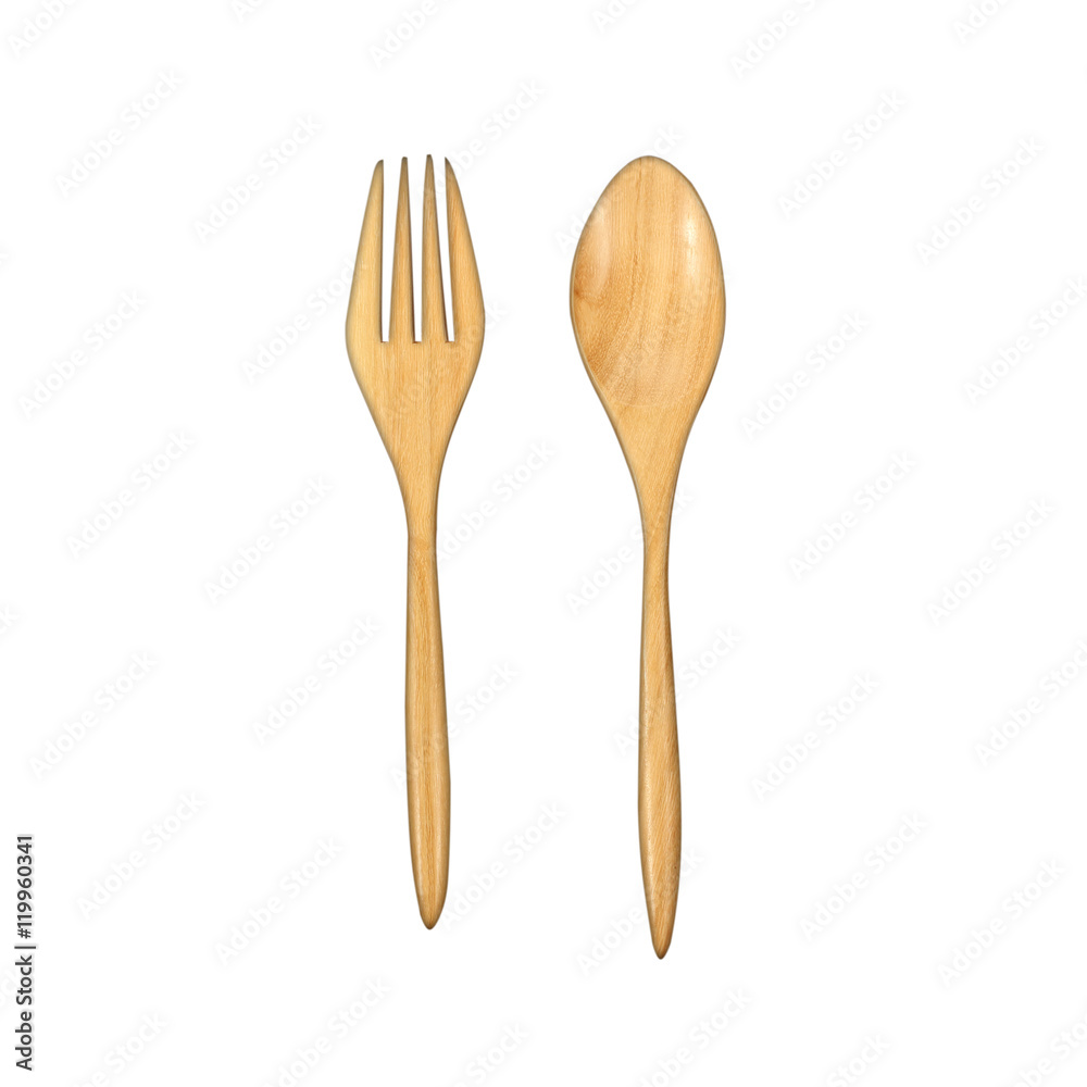 Wooden spoon, wooden fork on a white background. Wooden spoon, wooden fork on a white background.