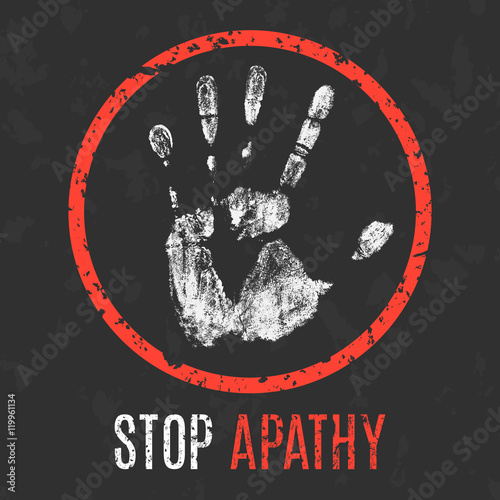 Vector. Negative human states and emotions. Stop apathy