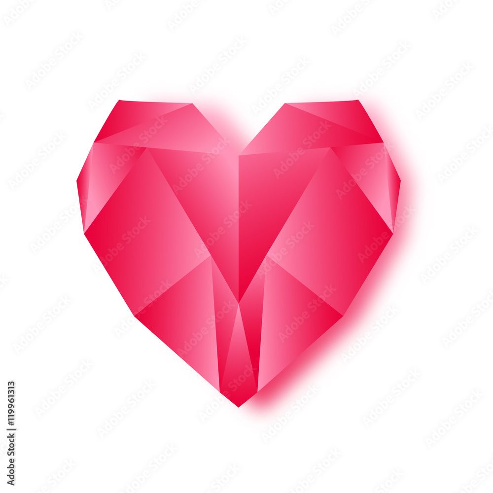 Diamond low poly red heart. Diamond low poly red heart.