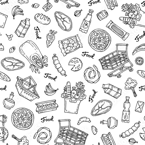 Pattern on the theme of food on white color