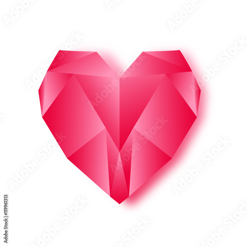 Diamond low poly red heart.
