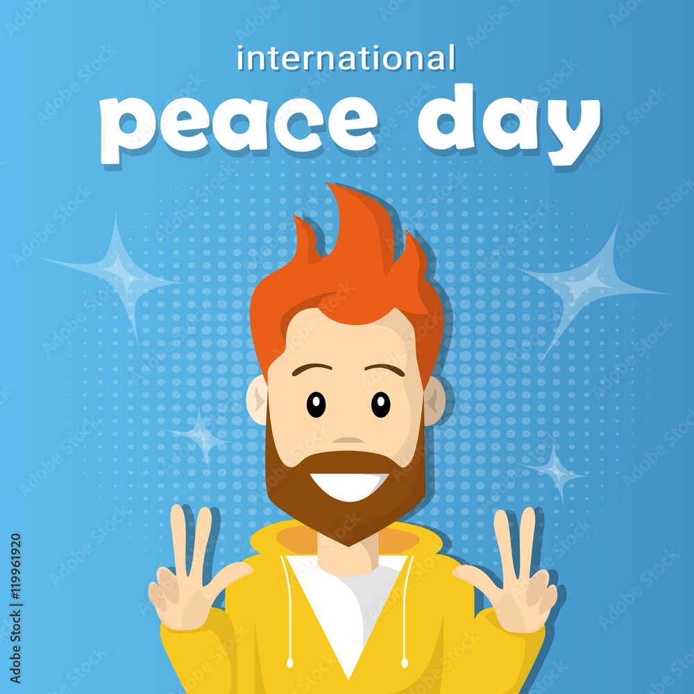 Man Hipster Hand Point Two Finger Up International Peace Holiday Poster Man Hipster Hand Point Two Finger Up International Peace Holiday Poster
