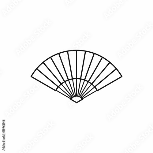 Japanese fan icon in outline style isolated on white background vector illustration