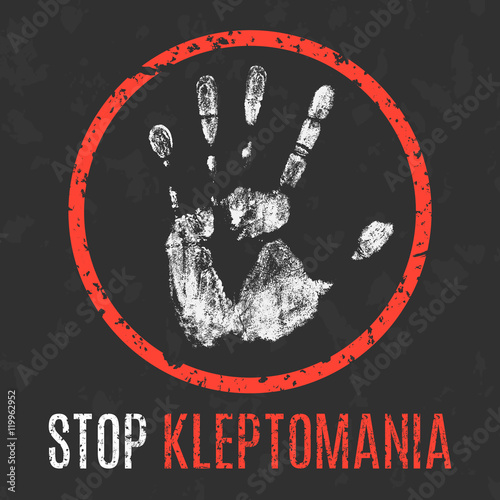 Vector illustration. Human diseases. Stop kleptomania.