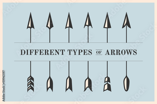 Design elements different types of arrows in retro style for navigation sign
