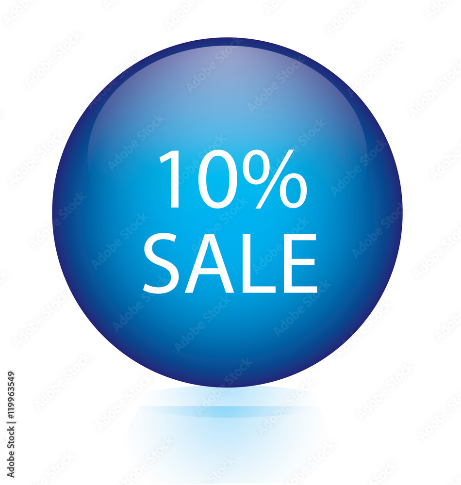 Sale ten percent blue circular button Sale ten percent blue circular button