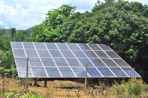 Solar cells panel in the countryside, Thailand