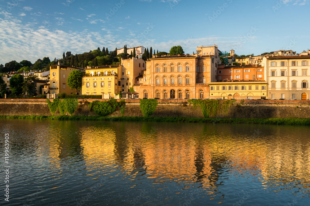 Facades of the buildings on the Arno river