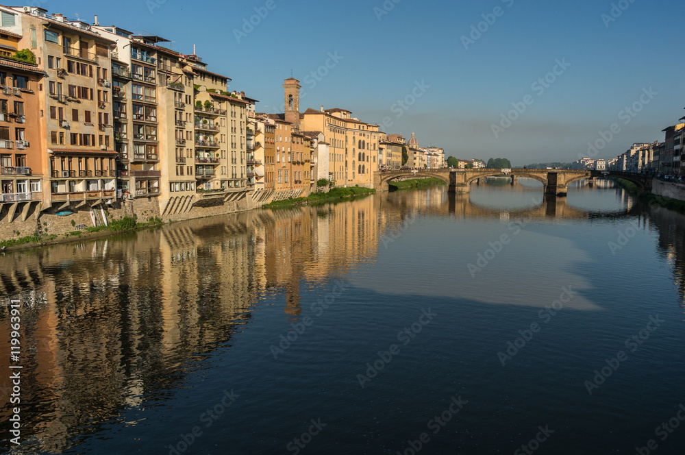 The Arno river in the city of Florence