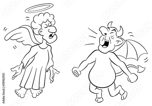 Cartoon Engel und Teufel 