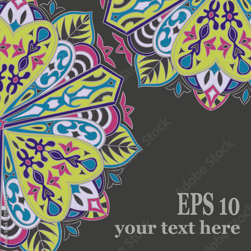 Flyer with Floral mandala pattern and ornaments. Oriental design layout template, vector