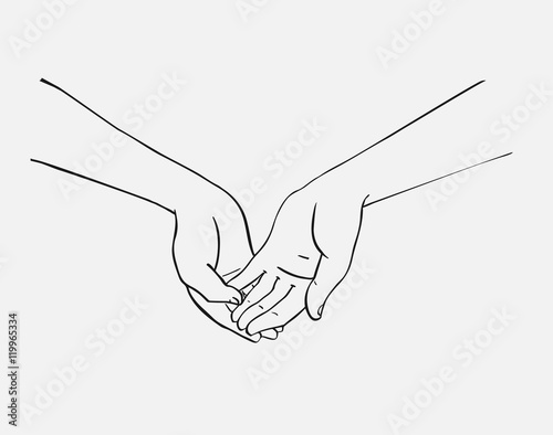 Sketch of the hands. Vector illustration.