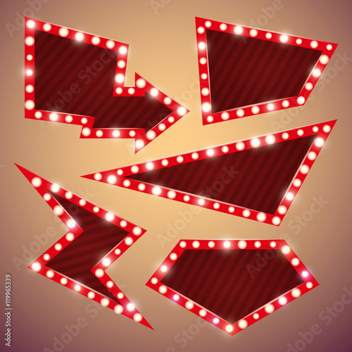 Set of abstract retro banners with lights vector illustration