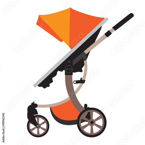 Moder vector Baby Stroller with new flat color design.