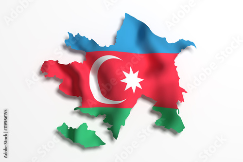 Silhouette of Azerbaijan map with flag