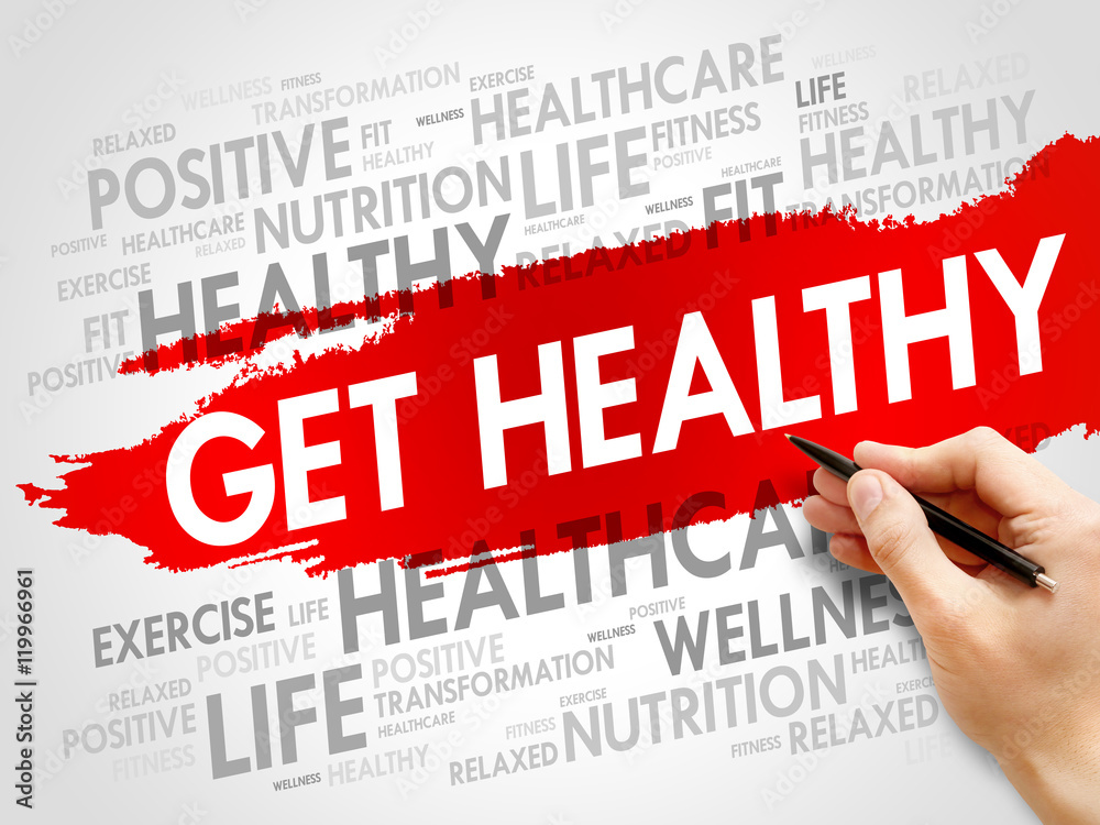 Get Healthy word cloud background, health concept Get Healthy word cloud background, health concept