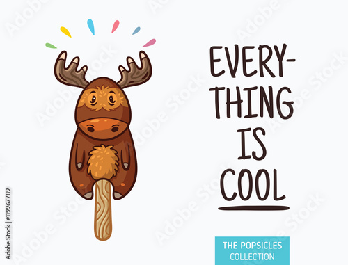 Cute moose popsicle illustration. Vector ice cream