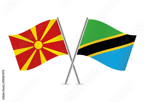 Macedonia and Tanzania flags. Vector illustration.