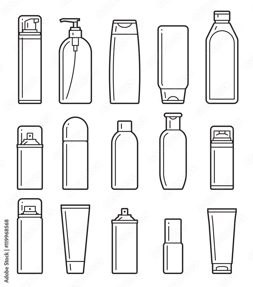 Fototapeta premium Cosmetic bottles. Flat icons