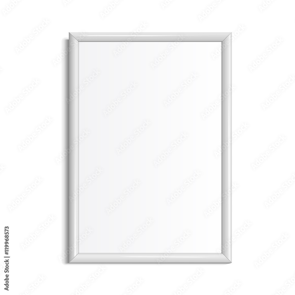 Realistic White horizontal frame for paintings