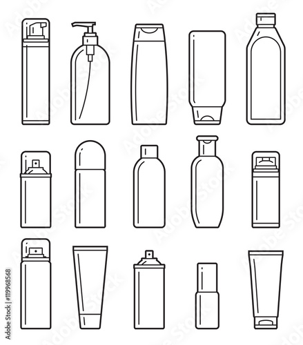 Cosmetic bottles. Flat icons