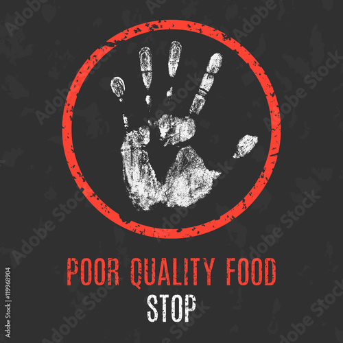 Vector. Global problems of humanity. Stop poor  quality food