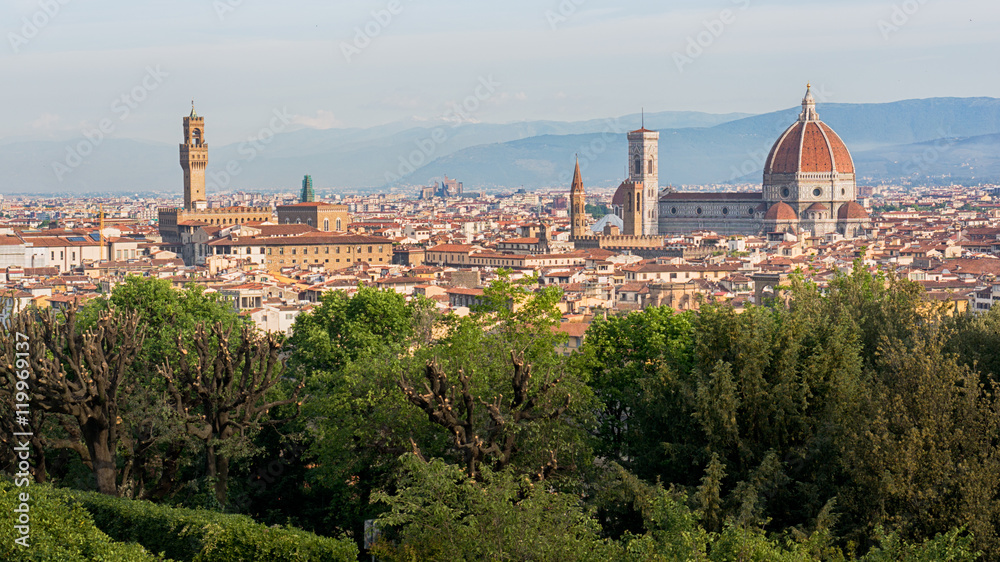 Florence on the Tuscany hills background