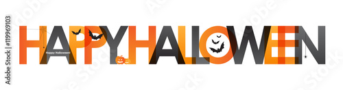 HALLOWEEN Vector Letters Icon with Bats, Pumpkins and Spiders