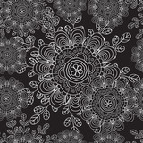 Seamless pattern with doodles elements for design. black and white flowers, leaves