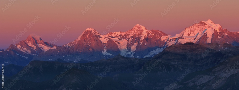 Eiger, Monch and Jungfrau at sunset