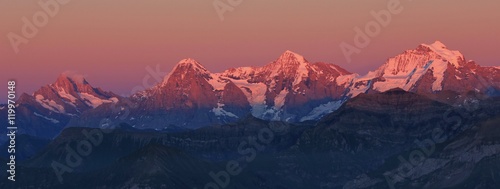 Eiger, Monch and Jungfrau at sunset photo
