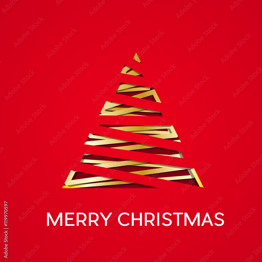 Abstract christmas tree on red background Abstract christmas tree on red background