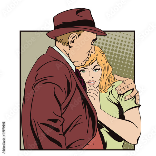 A man comforts beautiful young girl.