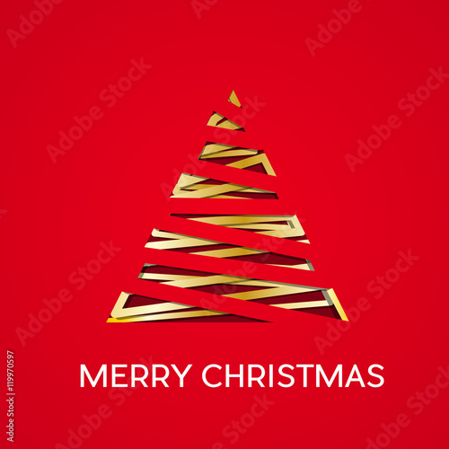 Abstract christmas tree on red background