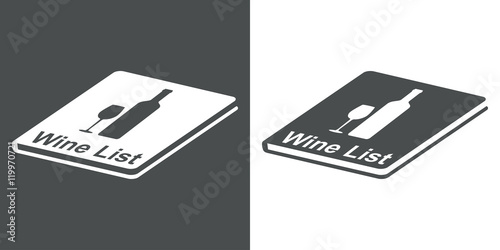 Icono plano Wine List en libro horizontal gris