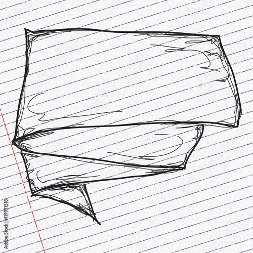 Doodle sketch of a banner on paper background