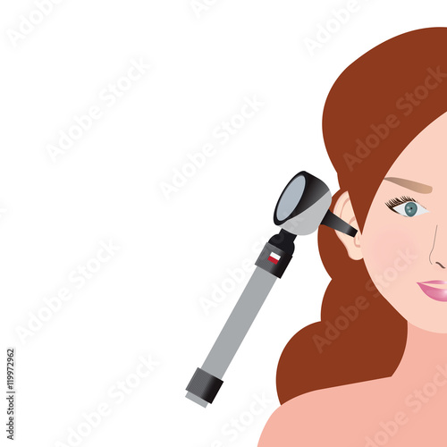 An Otoscope Being Used to Inspect an her Ear.