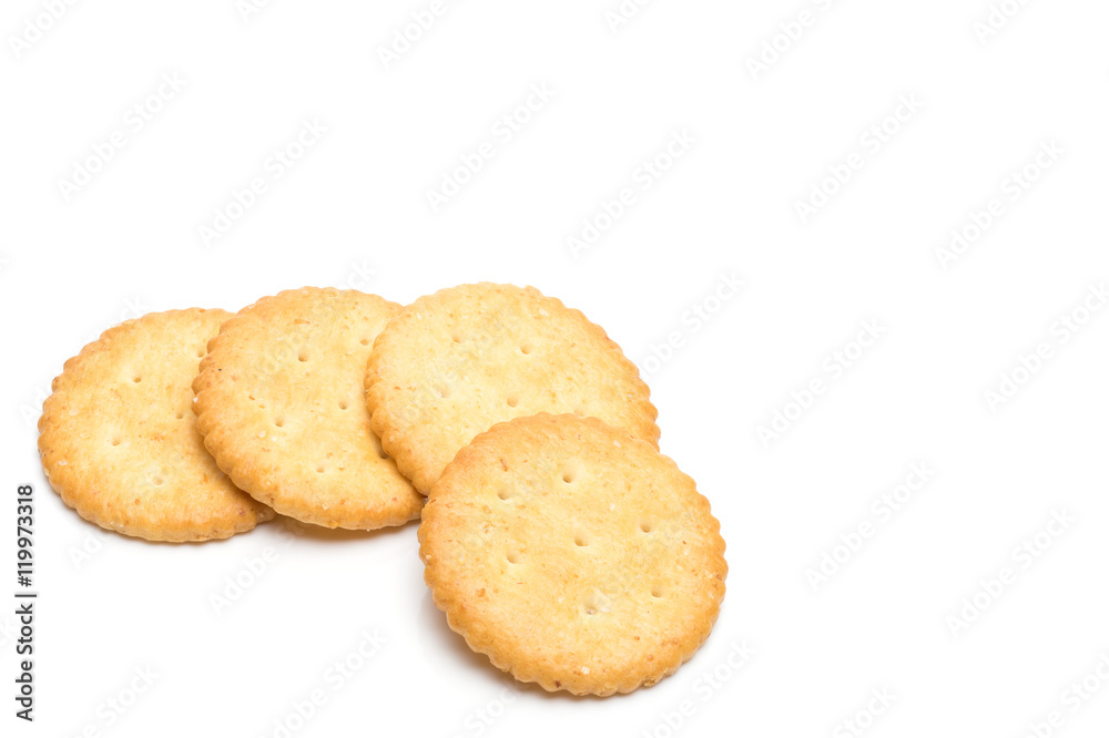 Crackers stacked isolated over white background