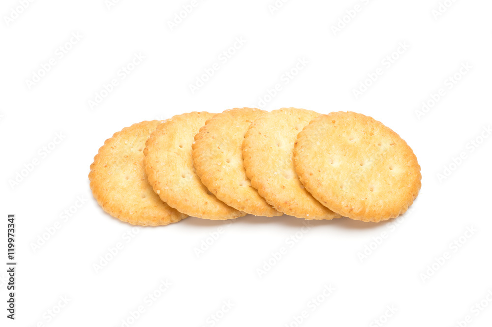 Crackers stacked isolated over white background Crackers stacked isolated over white background