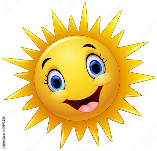 Fototapeta Naklejka Na Ścianę i Meble -  Cartoon smiling sunflower character isolated white background