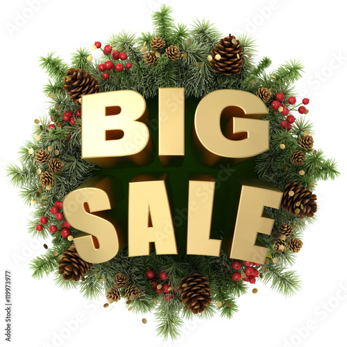 Big sale words with christmas wreath © Modella