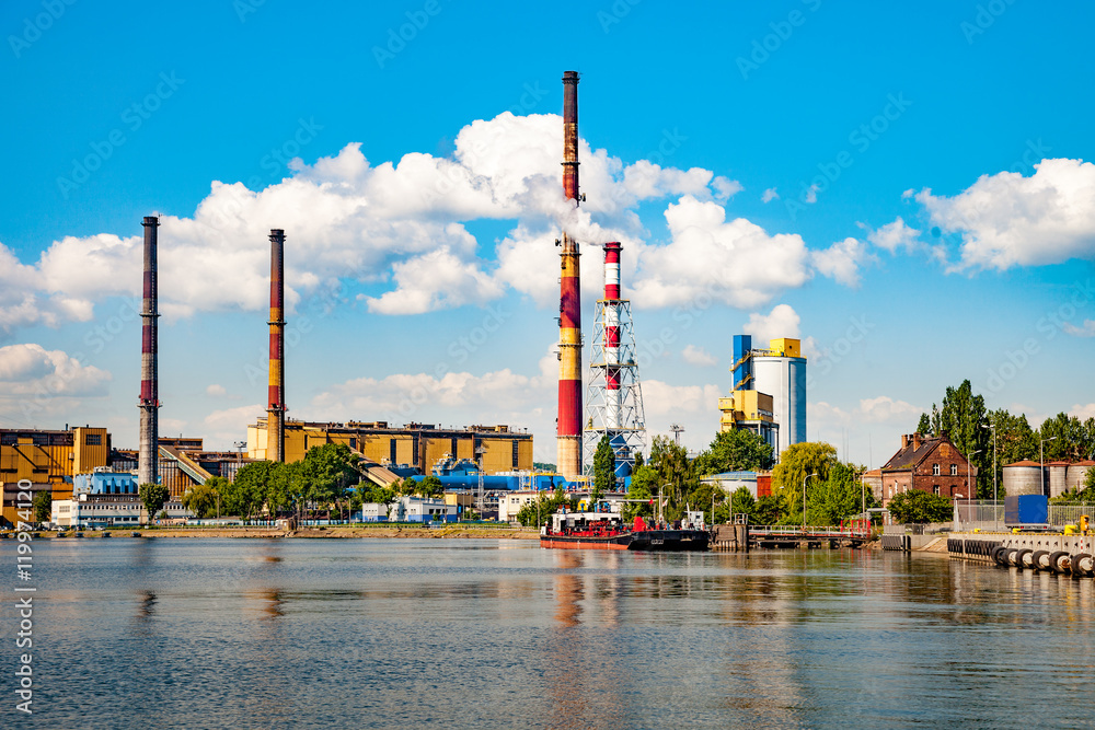 Industrial view - Thermal power station in Gdansk, Poland.
