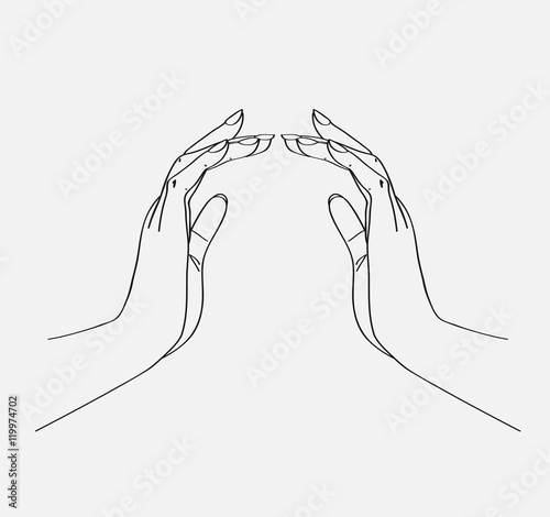 Sketch of the hands. Vector illustration.
