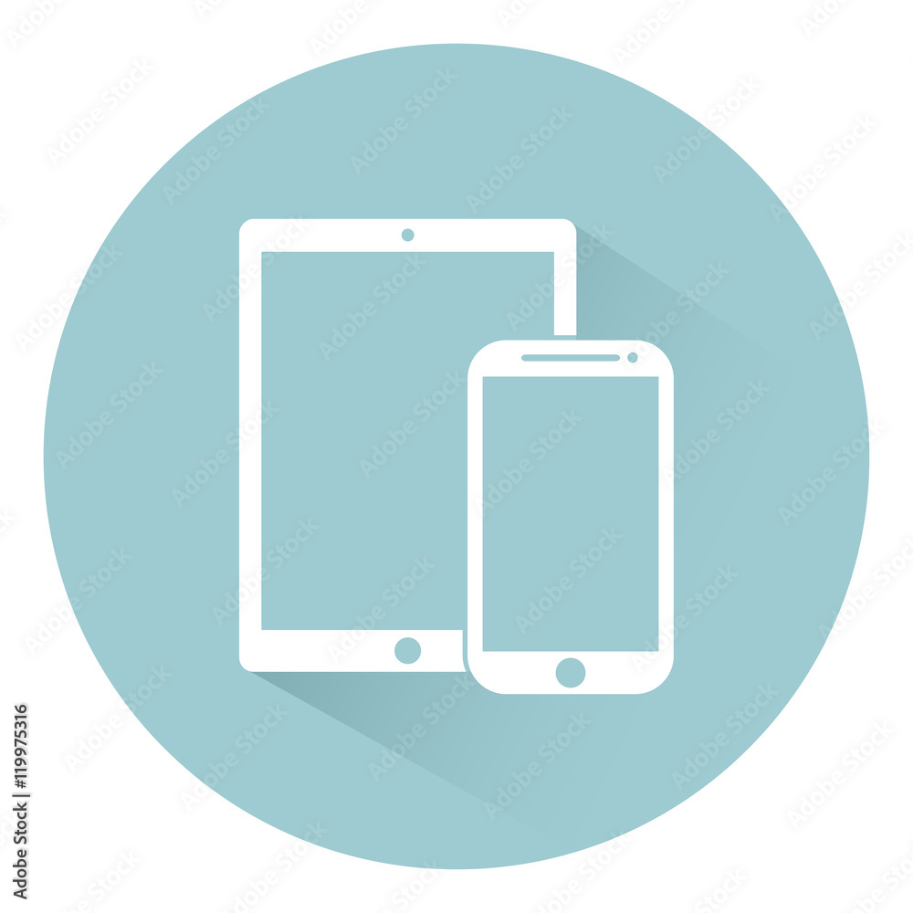 phone, tablet electronic device outline icons template with shadow on background, flat style, vector illustration EPS10