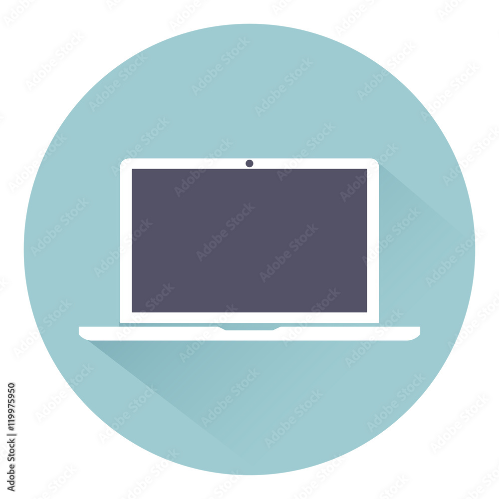 Laptop icon flat style with shadow isolated on background, vector illustration for web design Laptop icon flat style with shadow isolated on background, vector illustration for web design
