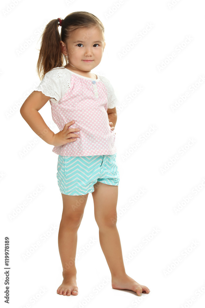 Little girl on a white background Little girl on a white background