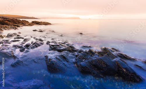 Long exposure seascape of a Cornwall beach