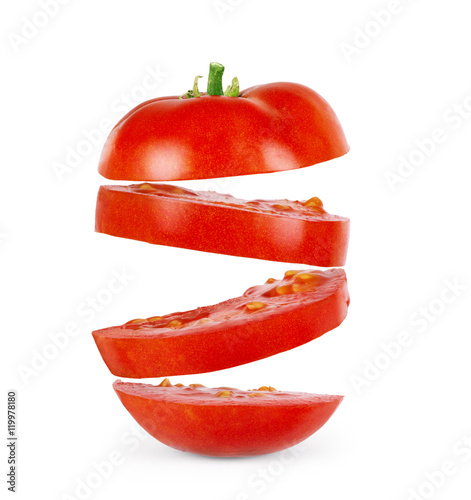 Obraz na plátne The sliced tomato isolated on white background